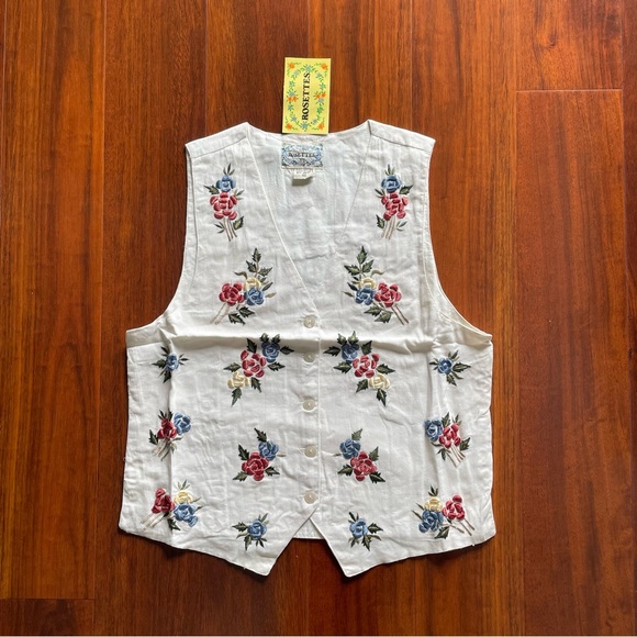 Vintage Embroidered Rosette Vest - Picture 1 of 7